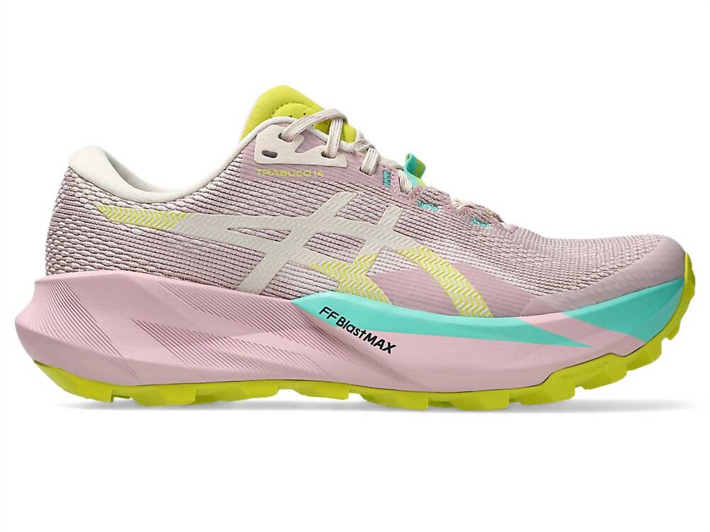 NEW ASICS women's trabuco 14 running shoes in morganite/mineral beige